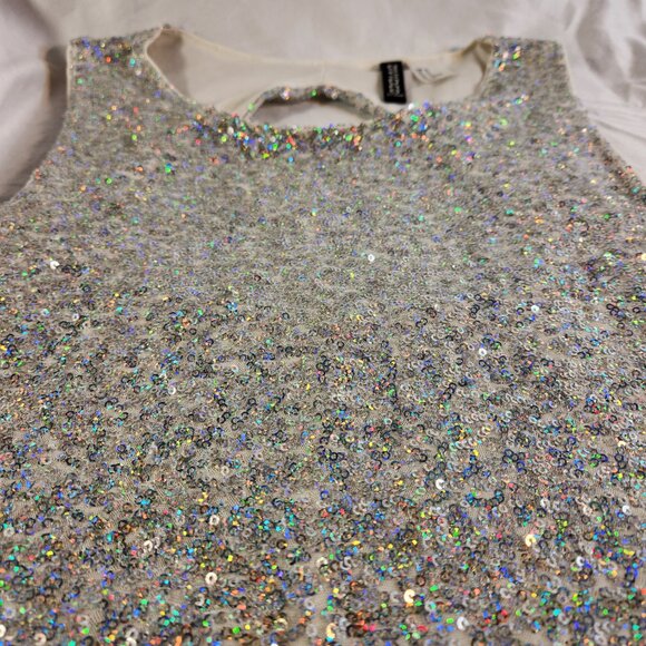 DIVIDED By H&M Sequin Embellished Sleeveless Open Back Mini Dress - Size 10 - Picture 4 of 11